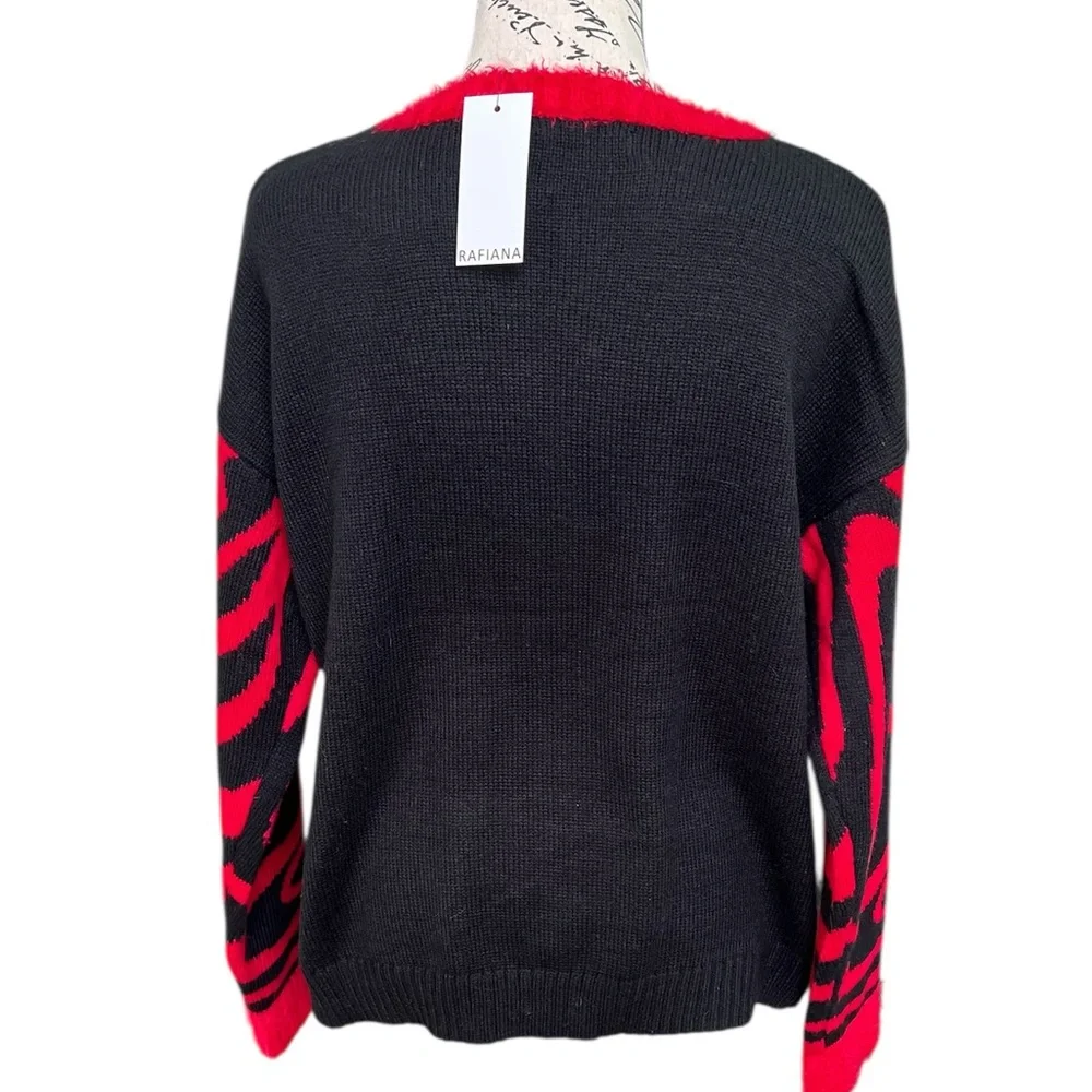 Festive Cat Black and Red Christmas Sweater